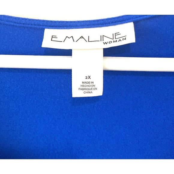 Emaline Woman Sleeveless Stretch Tunic Top Womens 2X Blue Chest Pocket - Picture 4 of 5